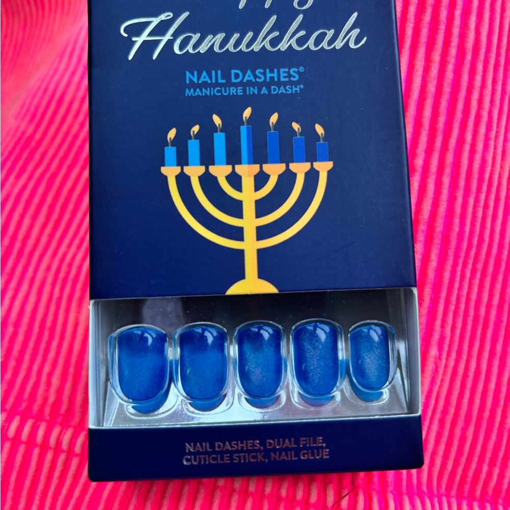 Red Aspen Nail dashes- a menorah for Eliora